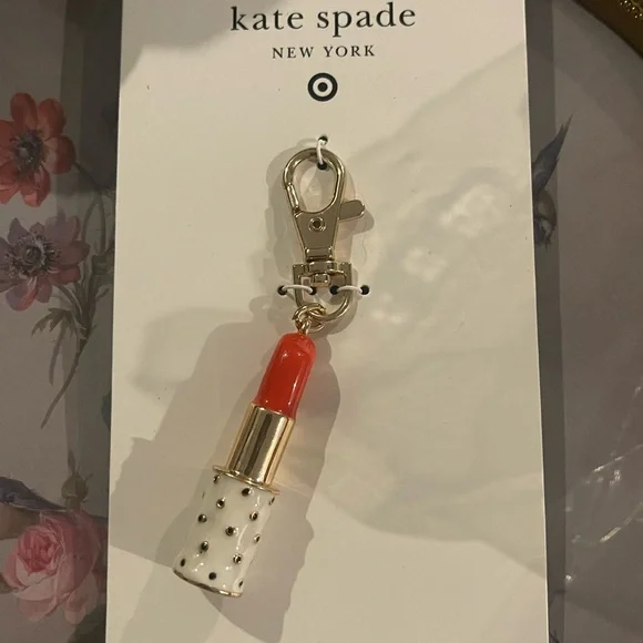 Kate Spade Red and White Lipstick Keychain - Picture 3 of 4